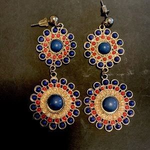 Statement Earrings Brightly Colored - Blue, Red, Yellow, Gold